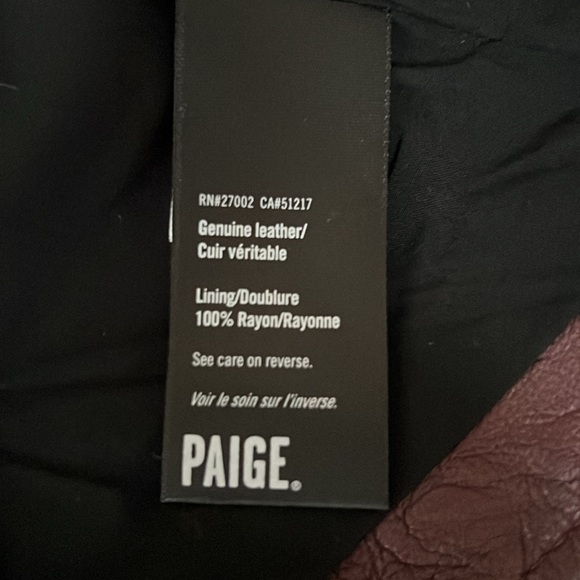 Paige Genuine Leather Burgundy Annika Moto Jacket Size Small - Picture 3 of 4